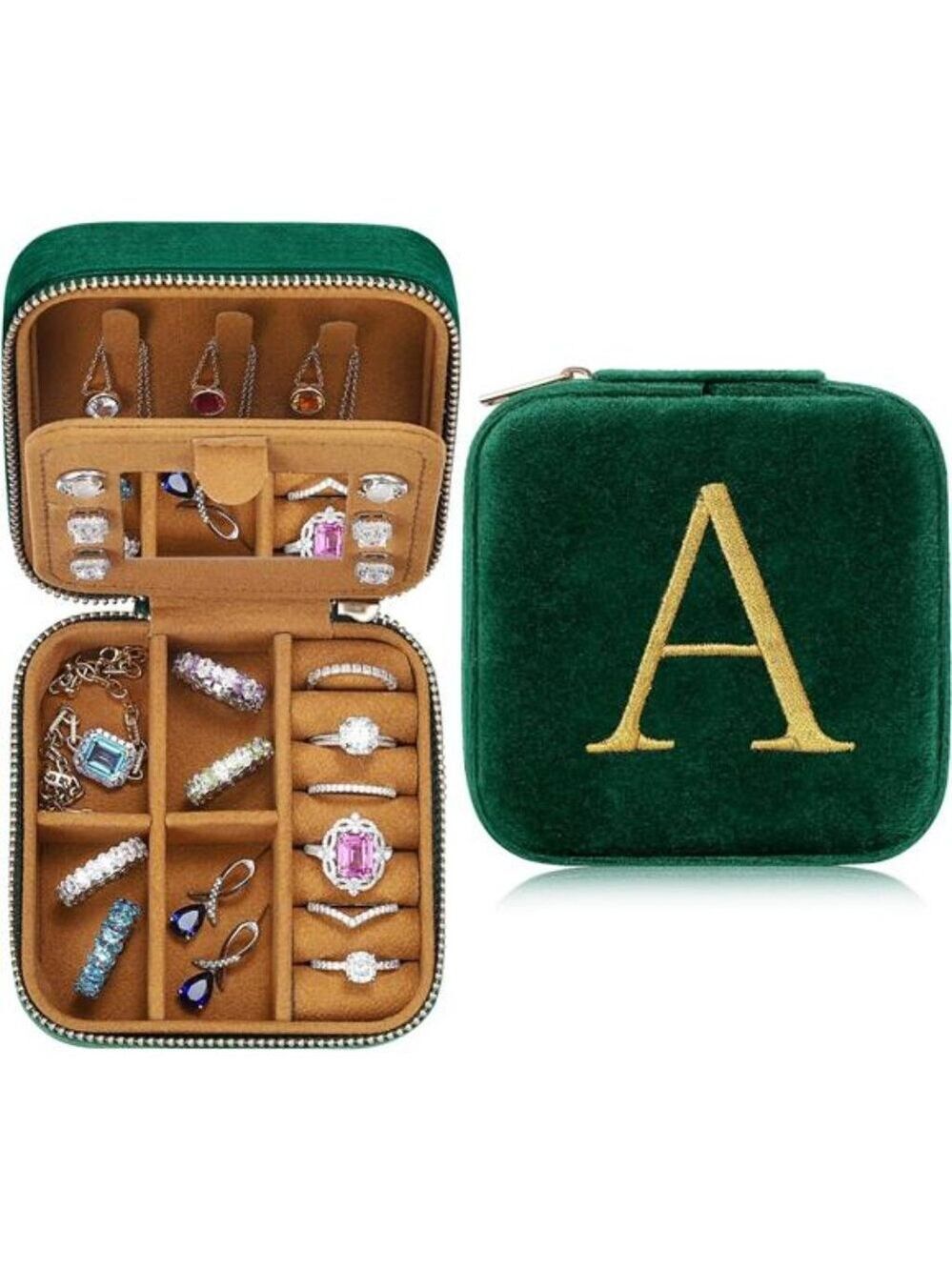 Plush Velvet Jewelry Case Travel Jewelry Box Personalized Gift for Women Her